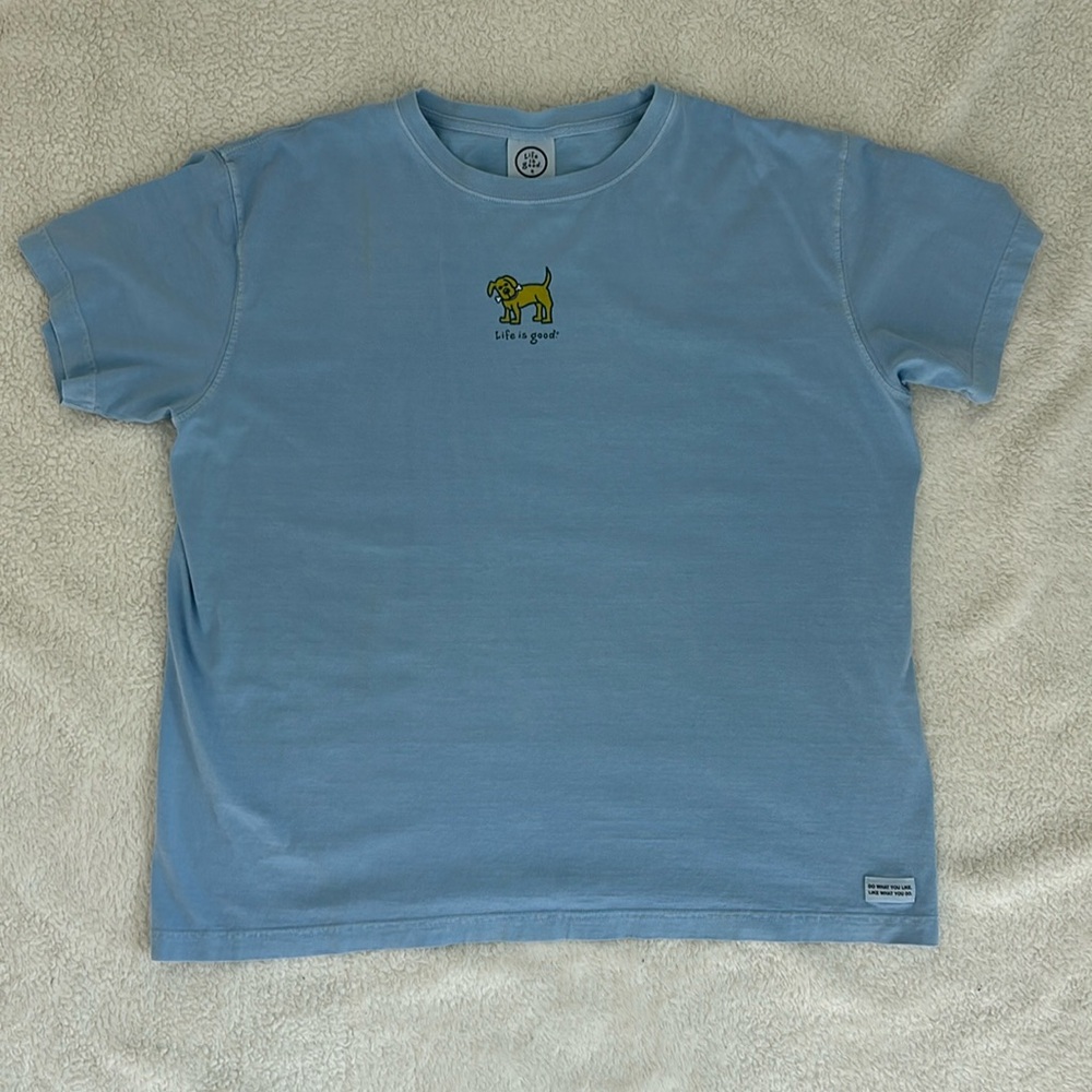 Life Is Good Tee Shirt XL Blue Tee Shirt - Dog with Bone